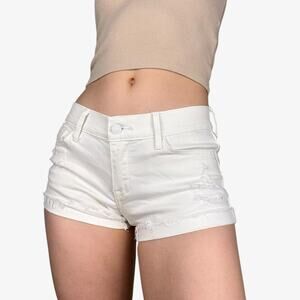 Low rise mini shorts white denim distressed - Abercrombie - size 0 / waist 25”